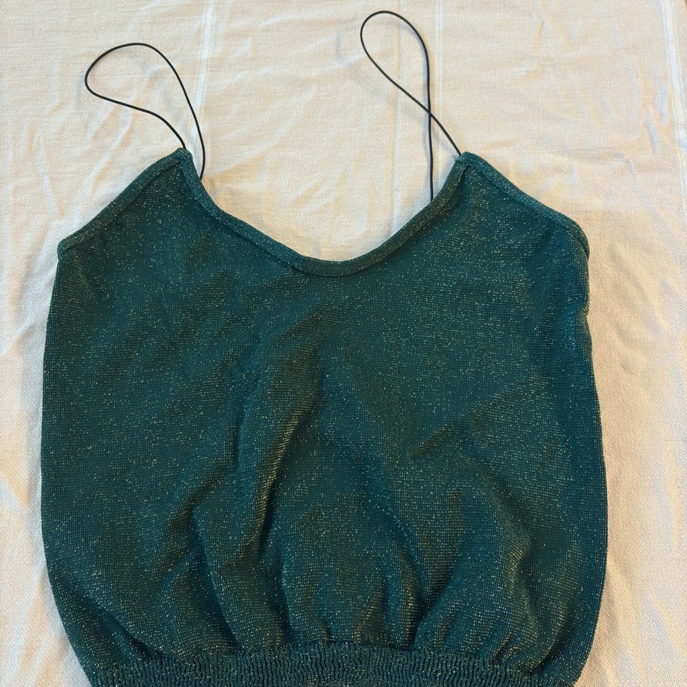 Women's Sparkle Dark Green Camisole Tank Top